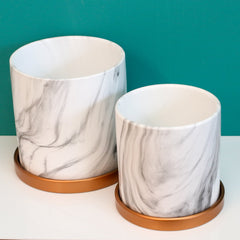 Selene & Athena Ceramic Marble Planter Bundle  - Empty