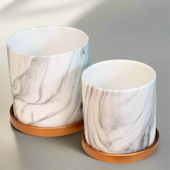Selene & Athena Ceramic Marble Planter Bundle  - Empty