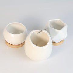 Minimalistic Ceramic White Signature Planter Bundle