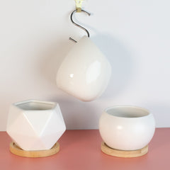 Minimalistic Ceramic White Signature Planter Bundle
