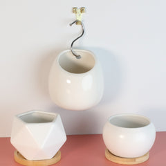 Minimalistic Ceramic White Signature Planter Bundle
