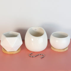 Minimalistic Ceramic White Signature Planter Bundle