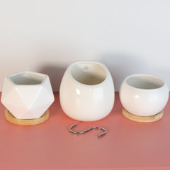 Minimalistic Ceramic White Signature Planter Bundle