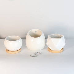 Minimalistic Ceramic White Signature Planter Bundle