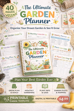 Ultimate Garden Planner – 40+ Page Canva Template