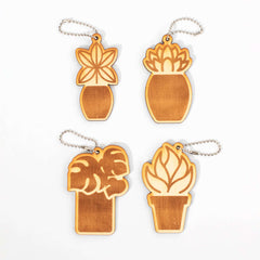 Wooden Plant Key Chain