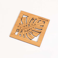 Monstera Leaf Wood Coaster Set of 4