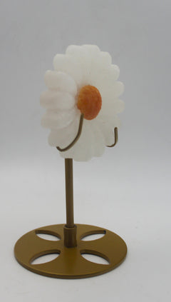 Selenite Daisy Carving with Stand – Cleansing Energy Floral Crystal Decor