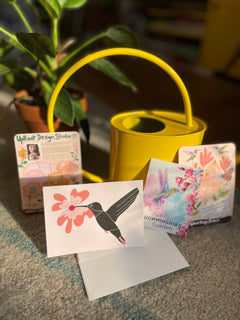 Hummingbird Garden Greetings Kit w. Non-GMO "Hummingbird Garden" Packet w. Seeds, Infosheets + Hummingbird Greeting Card (Celebrate Pollinators)