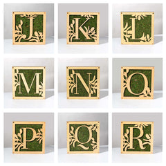 Monogrammed Moss Frame - Wooden Botanical Wall Art Letter "X"