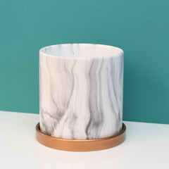 Athena Ceramic 5.5" Marble Planter - Empty
