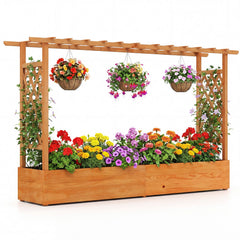 Raised Garden Bed Planter Box with Lattice Trellis Drainage Holes