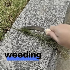 Curved Stainless Steel Weeding Tool with Wooden Handle | 2-in-1 Garden Tool for Outdoor Yard Use