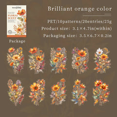 20pcs Floral Scent Vintage Flower Stickers | Creative DIY Journal Garden Label Pack