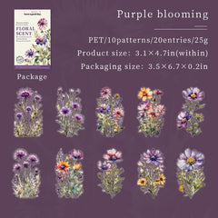 20pcs Floral Scent Vintage Flower Stickers | Creative DIY Journal Garden Label Pack