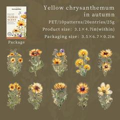 20pcs Floral Scent Vintage Flower Stickers | Creative DIY Journal Garden Label Pack