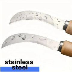 Curved Stainless Steel Weeding Tool with Wooden Handle | 2-in-1 Garden Tool for Outdoor Yard Use