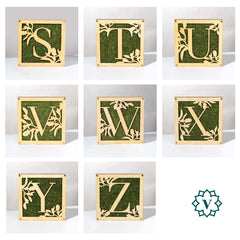 Monogrammed Moss Frame - Wooden Botanical Wall Art Letter "Q"