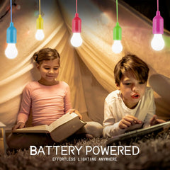 Battery Operated LED Pull Cord Light | Portable Hanging Lantern for Camping, Garden, Party, and Emergency
