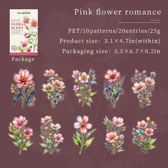 20pcs Floral Scent Vintage Flower Stickers | Creative DIY Journal Garden Label Pack