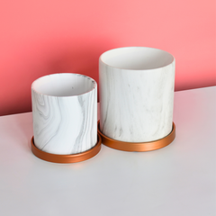 Selene & Athena Ceramic Marble Planter Bundle  - Empty