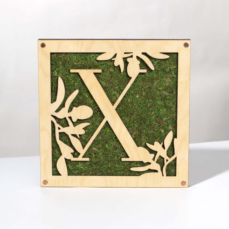 Monogrammed Moss Frame - Wooden Botanical Wall Art Letter 