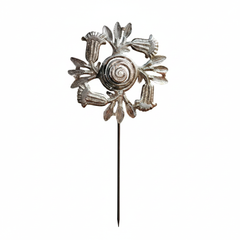 Metal Trumpet Flower Twirl Garden Stakes