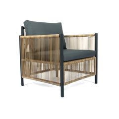 2-Piece Outdoor PE Wicker Sofa Set with Grey Cushions