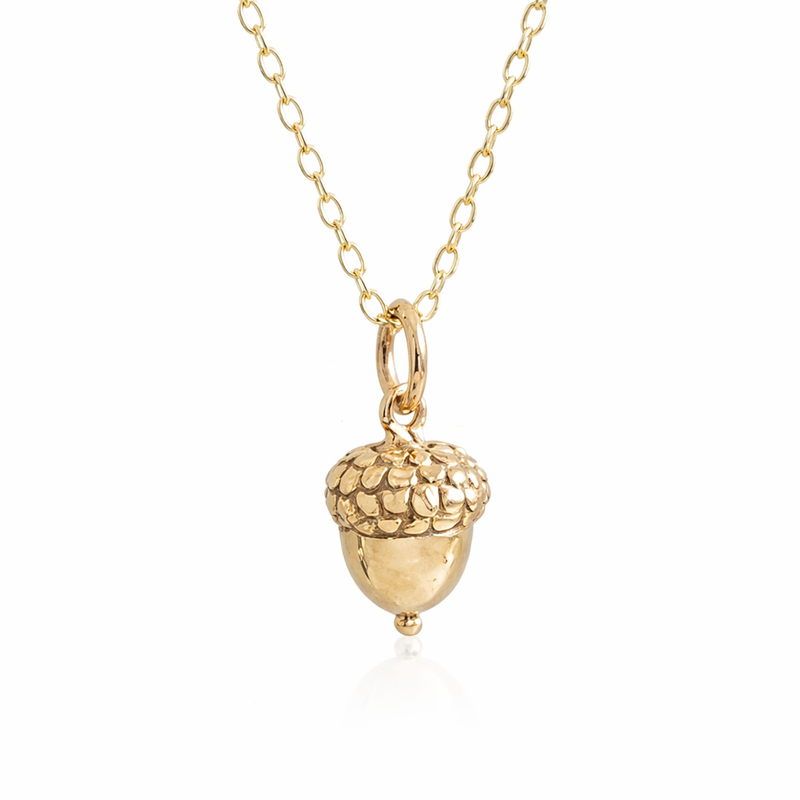 Dainty Acorn Charm 14k Gold Filled Necklace