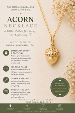 Dainty Acorn Charm 14k Gold Filled Necklace