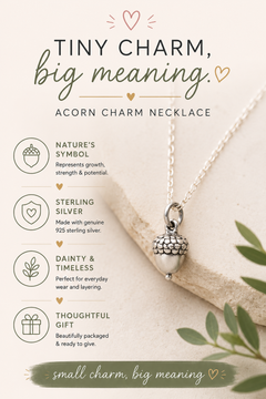 Dainty Acorn Charm Sterling Silver Necklace