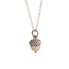 Dainty Acorn Charm Sterling Silver Necklace