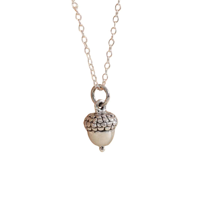 Dainty Acorn Charm Sterling Silver Necklace