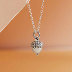 Dainty Acorn Charm Sterling Silver Necklace