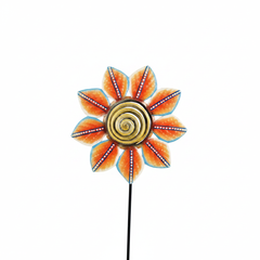 Orange Petal Painted Garden Stake
