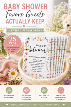 25 Pack Wildflower Seed Baby Shower Favors – Baby in Bloom Packets – Eco Friendly Party Favors