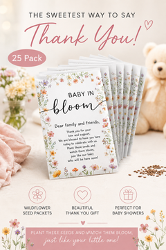 25 Pack Wildflower Seed Baby Shower Favors – Baby in Bloom Packets – Eco Friendly Party Favors