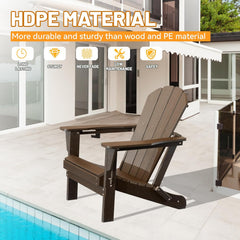 Adirondack Chair, Folding HDPE Outdoor Seating with Cup Holder