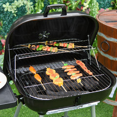 21-Inch Portable Charcoal Grill with Wheels and Bottom Shelf