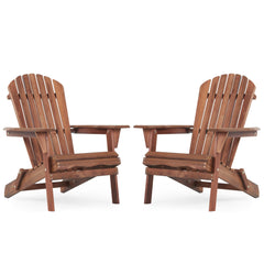 SoliWood Wooden Outdoor Folding Adirondack Chair Set of 2