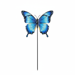 Cerulean Butterfly Painted Garden Stake