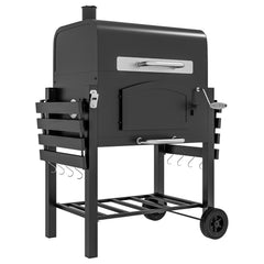 Charcoal Grill with Adjustable Height & Folding Shelves