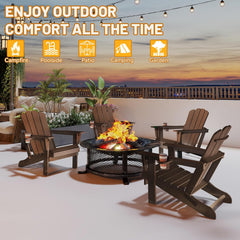 Adirondack Chair, Folding HDPE Outdoor Seating with Cup Holder