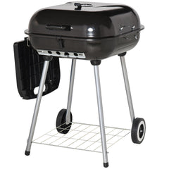 21-Inch Portable Charcoal Grill with Wheels and Bottom Shelf