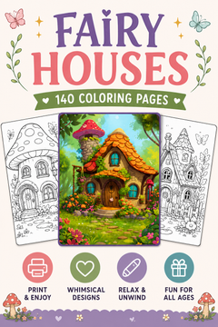 140 Enchanting Fairy Houses Coloring Pages – Printable PDF or Digital Use