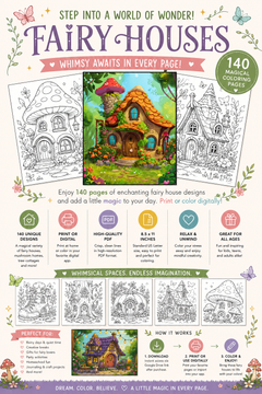 140 Enchanting Fairy Houses Coloring Pages – Printable PDF or Digital Use