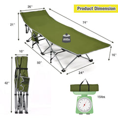 Folding Camping Cot with Side Storage Pocket
