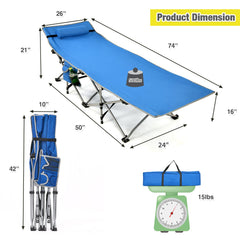 Folding Camping Cot with Side Storage Pocket