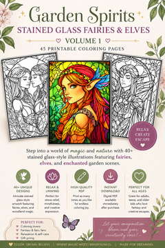 Garden Spirits: Stained Glass Fairies & Elves – Volume 1