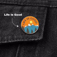 Life Is Good Mountain Enamel Pin – Outdoor Adventure Pin